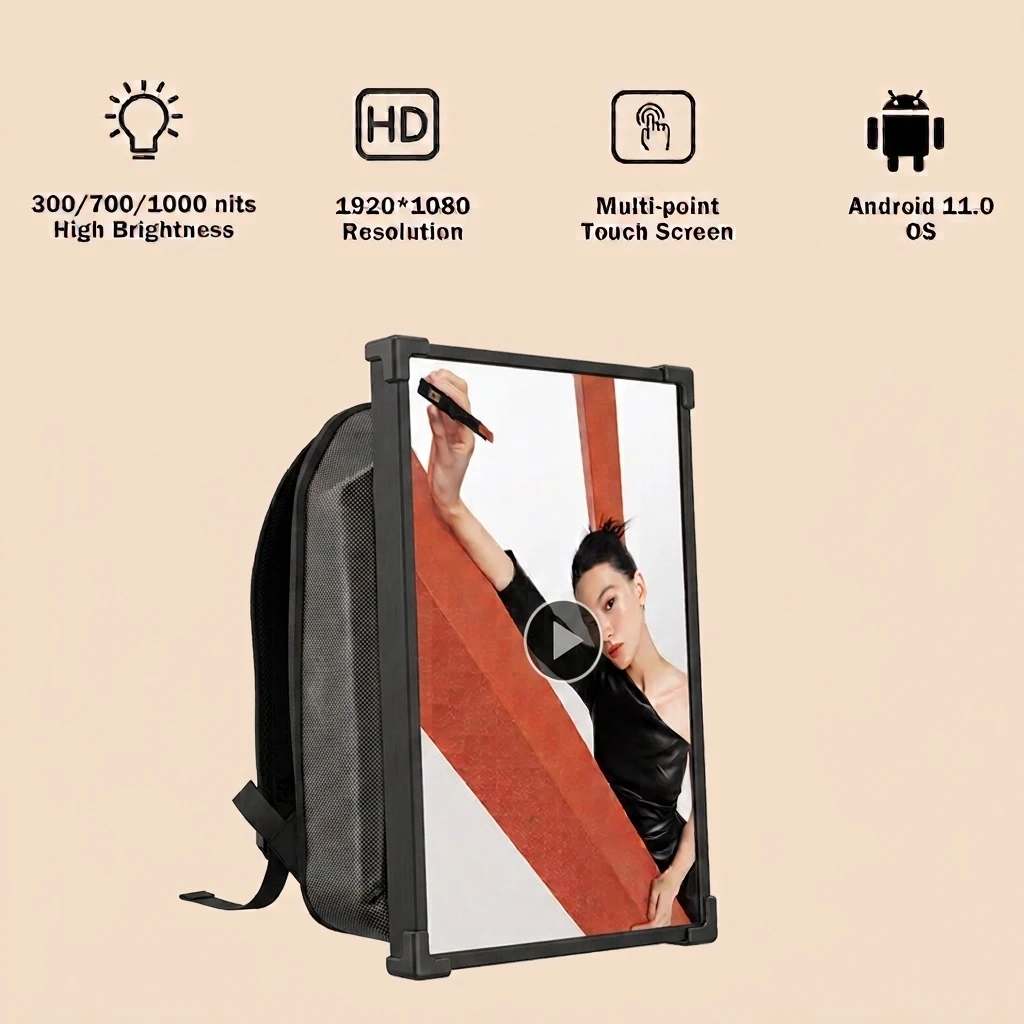 Wintouch LCD Backpack Screen, high brightness, full HD and Android 11 feature overview