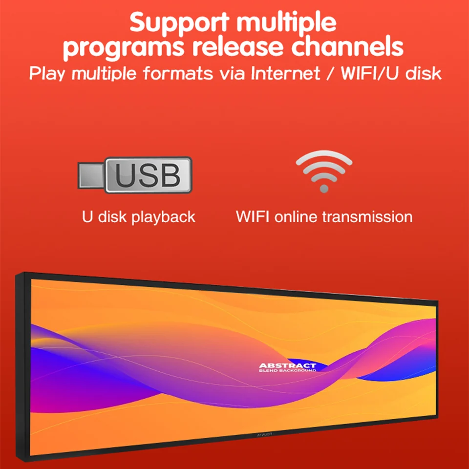 Wintouch Stretched Bar Display, USB and Wi-Fi content release channels