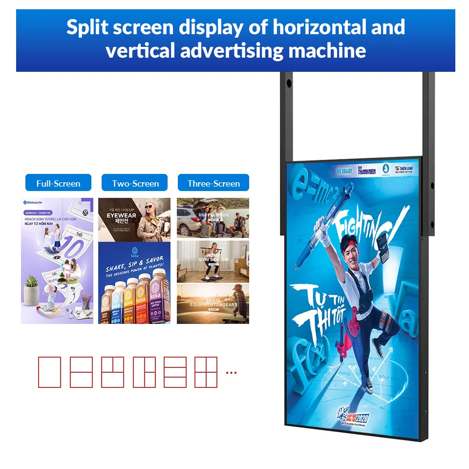 Wintouch Window Display, horizontal and vertical split-screen playback modes