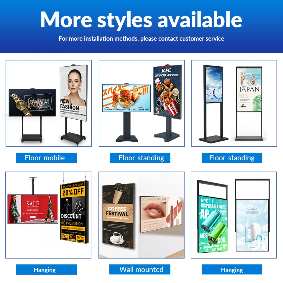 Wintouch Window Display, floor, hanging and wall installation options